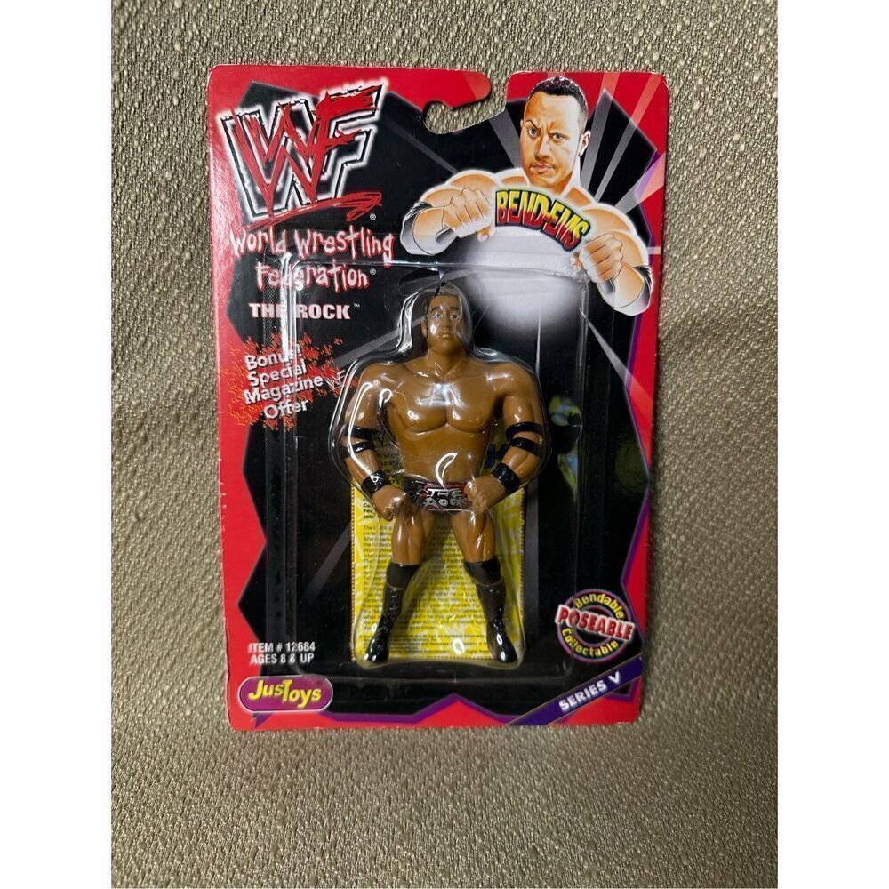 WWF WWE 1999 The Rock Justoys Series V Bend-Ems Wrestling Figure ITEM# 12684